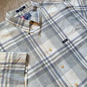 Chaps Ralph Lauren Shirt Men 2XLTall Plaid Nantucket Island Linen CRL